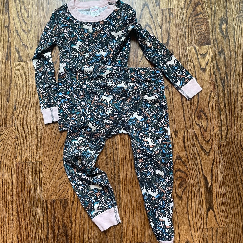 Hanna Andersson Kids Pajama Set - Pink and Blue Unicorn Print